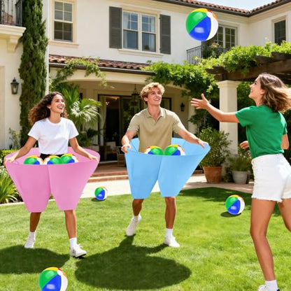 Granny Pants Game with Bouncy Balls and 1 Air Pump (Random Colors), Granny Pants Outdoor Game Baby Shower Funny Party Game for Adults & Families, Big Pants Ball Game Granny Pants Yard Game - color: Baby Blue+Pink