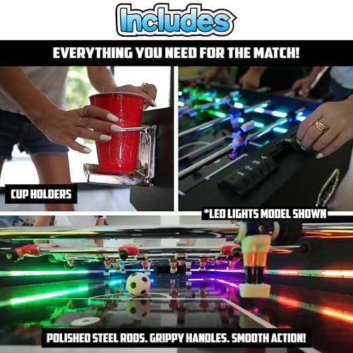 PartyLife 48" Foosball Table w/Folding Steel Legs & Optional LED Lights, Smooth Surface, Extremely Sturdy and Portable! - style: Base Model