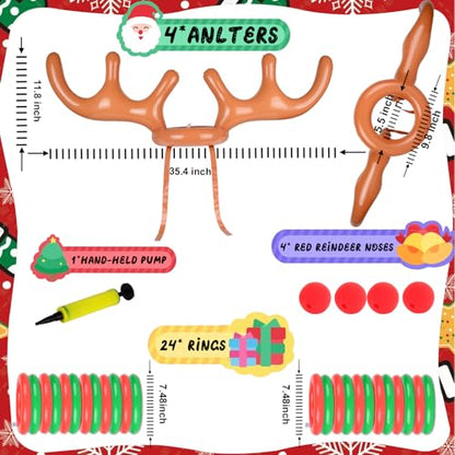 2 Set Inflatable Reindeer Antlers Ring Toss Game, Christmas Games for Family Party Great for Adults and Kids - style: 4 PACK