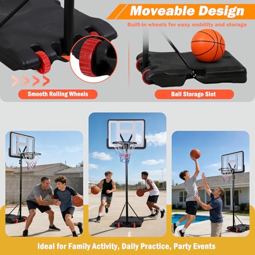 Nova Microdermabrasion Basketball Hoop Outdoor 7.2-9.2ft Adjustable, 32 inch Backboard, Portable Basketball Hoop Goal System for Youth/Adults Outdoor Indoor Play