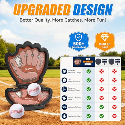 JoyCat Toss and Catch Ball Game for Kids, 2 Paddle Sticky Ball Set, Toddler Baseball Catch Toy, Outdoor Game for Beach, Yard&Camping, Family Sports for Boys Girls Ages 3-12