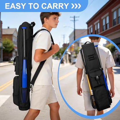 DSLEAF Baseball Bat Bag Holds up to 6 Bats, Large Capacity Softball Bat Bag with Back Fence Hook and Adjuastbale Shoulder Straps for Men and Women