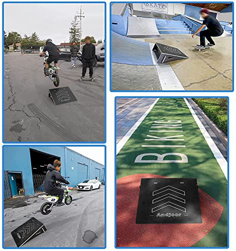 Kids Jumping Ramp for Skateboard, Bike, Scooter, BMX, RC Car and Dirt Bike, 25.2 in, Black - color: Black, size: L200