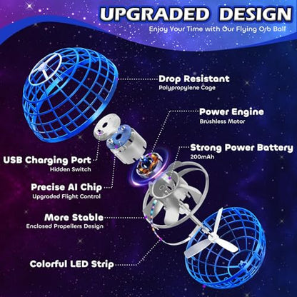 Tikduck Flying Orb Ball 2026 Toys Soaring Hover Boomerang Spinner Hand Controlled Mini Drone Cosmic Globe Spinning Kids Adults Outdoor Birthday Gift Cool Stuff for Boys Girls 6 7 8 9 10+ Year Old - color: Blue