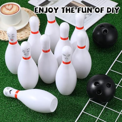 RoundFunny 2 Pack 7.1 Inch Bowling Set, Indoor Outdoor Portable Lawn Game Include 20 Bowling Pins and 4 Plastic Ball for Boys Girls Educational Birthday Gift Party School Toy