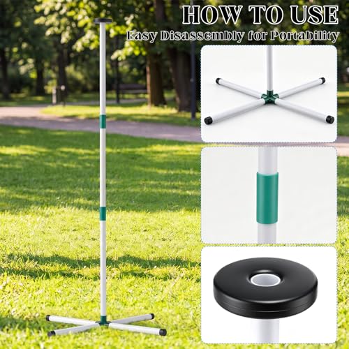 2 Set Flying Disc Game Set Portable Disc Toss Game Includes 2 Discs Targets & 2 Flying Discs & 2 Height Adjustable Poles Lawn Outdoor Games for Backyard, Park, Beach for Family & Friends