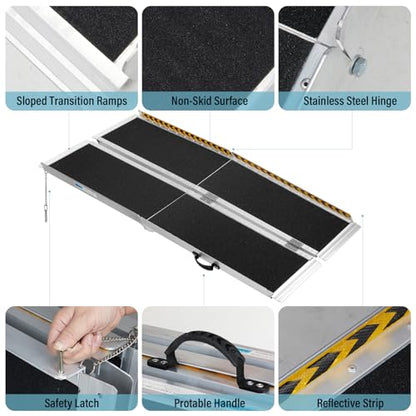 10 Feet Wheelchair Ramp for Home Steps, 29" W, 800LBS Capacity | Non-Skid Aluminum Handicap Folding Wheel Chair Ramps for Steps, Doorway, Homes, Threshold, Entry, Stairs, - size: 10FT(Suitable height 10"-30")