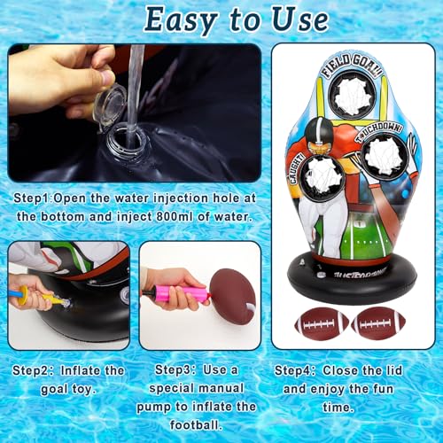 Justforjoyful Pool Football Games for Kids Water Inflatable Football Target Floats Swimming Toss Throwing Training Game for Summer Party Beach Outdoor Indoor Yard Family Birthday Gift