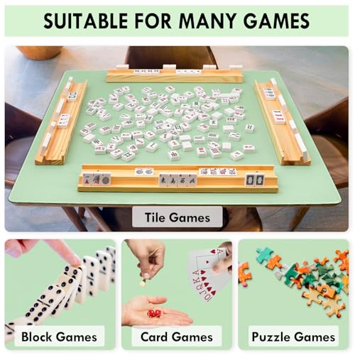 Green Mahjong Mat - 100% No Creases American Mahjong Mat, Anti-Slip & Noise Reduction Mahjong Table Cover, Mahjong Mats with Carrying Bag for Mahjong, Poker, Card Games, Dominoes, Board Games (Green) - color: Green