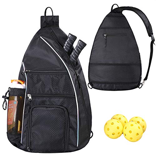 Pickleball Bag - Pickleball Bags for Women Men - Pickleball Backpack - Travel Pickleball Paddle Case, Pickle Ball Bag for Pickleball Paddle Tennis Racket, Protable Pickleball Sling Bag - color: Black