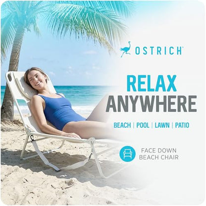 Ostrich 72 by 22 Inch Versatile Chaise Lounge Portable Reclining Lounger, Outdoor Patio, Beach, Lawn, Camping, or Pool Tanning Chair, White - color: White, style: Standard Chaise
