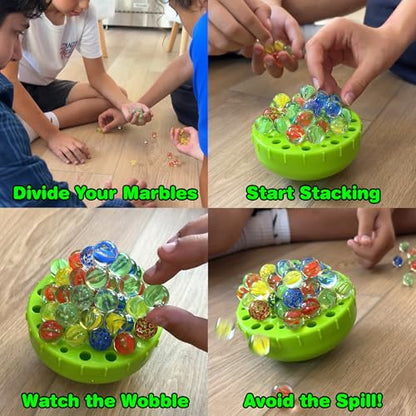 Funwares WobbleBall Marble Balance Game, 50 Marbles Included, Skill & Dexterity Games for Kids & Adults, Family Party Game for 1-4 Players, Ages 6+