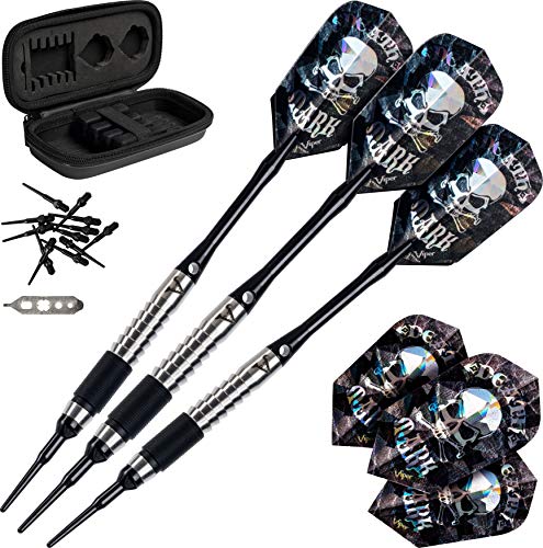 Viper Desperado 80% Tungsten Soft Tip Darts with Storage/Travel Case: Death Mark, 18 Grams - style: Fine Knurling