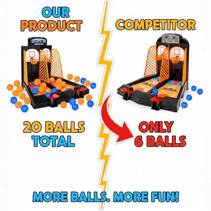 ArtCreativity Mini Basketball Tabletop Game with 20 Mini Balls or 24 Replacement Balls, 2-Player Desktop Arcade Basketball Toy for Kids and Adults - style: Basketball Game