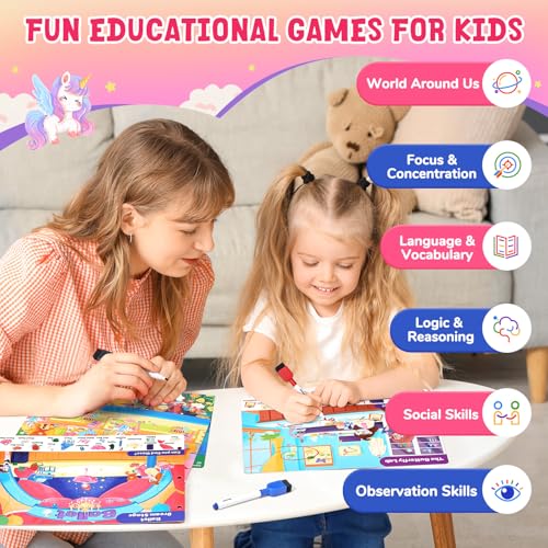 JoyCat Search and Find Activity Books, Educational Toy for Girls Ages 3-5, Preschool Learning Activities for Toddlers & Kids, Road Trip Travel Toys for Car & Airplane, Gifts for 3 4 5 6 Year Olds - style: Girl Themes