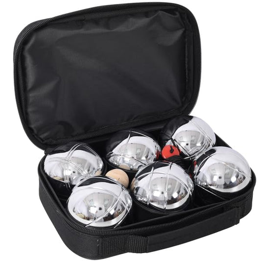 Petanque Game Set,Metal Outdoor Bocce Balls Kit,Classic French Boules Game Set with 6 Premium Steel Balls,Wooden Jack Ball,Measuring Tool,Ball Suction & Black Carrying Case