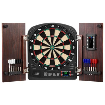 VEVOR Dart Board Cabinet Set, Multiple Styles Ready-to-Play Bundle Official Size, Steel Tip Dart Hideaway Cabinet, Features Easy Assembly, Complete with All Accessories, Perfect for Cricket Games - size: 35.3" x 20" x 2.7", style: Electronic Style