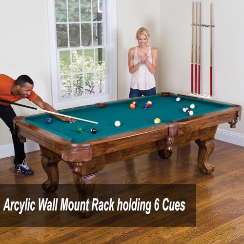 Cosmos Acrylic 2-Piece Billiard Cue Rack Wall Mount Billiard Stick Holder Wall Rack, Eva Foam Cue Clips Holds 6 Pool Cues, Billiard Pool Equipment Accessories (Transparent Clear) - color: Transparent Clear