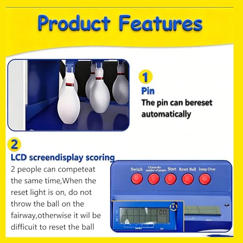Electronic Bowling Alley Game for Home, 3.5m Indoor Bowling Game with LED Scoreboard, Auto Reset, Lighting and Sound Effects, Bowling