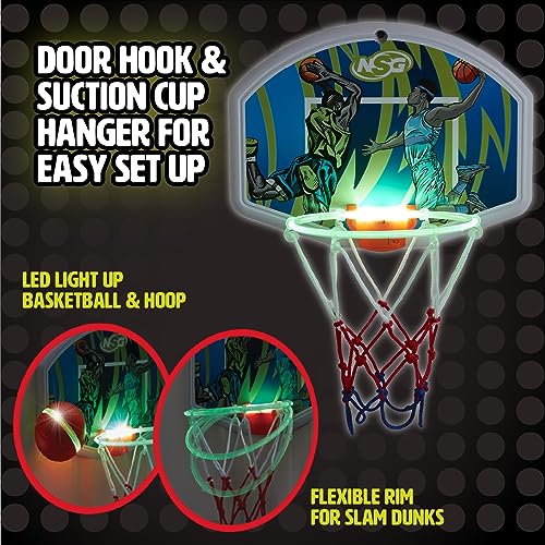 LED Light Up Basketball Toy Set for Boys and Girls, LED Light up Hoop and Basketball - Ages 4 and Up - style: LED Light Up