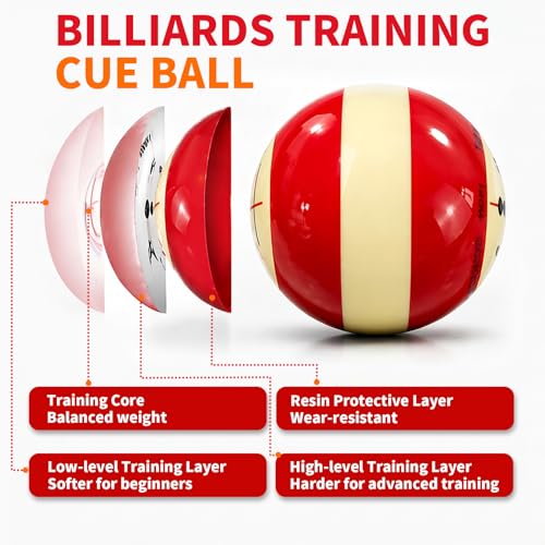 Billiard Training Cue Ball, 2.25" Standard Size Pool Practice Cue Ball, Wear-Resistant Training Ball for Home Game Rooms - color: Red