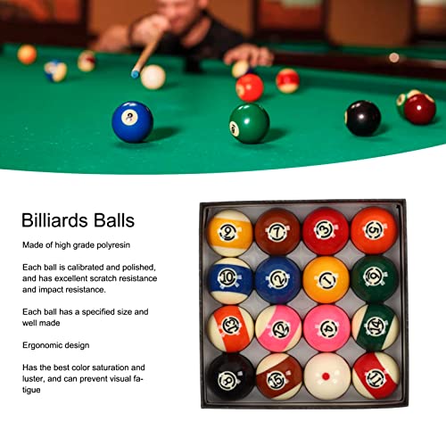 Billiards Balls Replacement, 5.72cm Billiards Balls 16 Pieces Large Size Resin Pool Balls Set for Entertainment