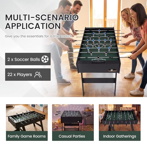 Goplus Folding Foosball Table, 48'' Full Competition Size Soccer Table for Adults Family Night, Game Room, Party - color: Black