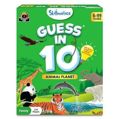 Skillmatics Guess in 10 Animal Planet, Card Game, Perfect for Boys, Girls, Kids, Teens, Adults Who Love Animals, Trivia Games, Travel Games, Screen-Free Fun, Gifts for Ages 6, 7, 8, 9, 10, and Up - style: 1. Animal Planet