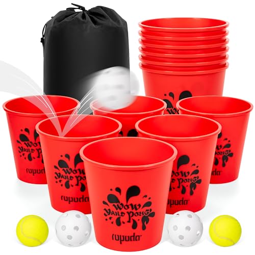 ropoda Giant Yard Pong,Yard Games with Durable Buckets and Balls - Choose Red Large, XL, or Green - Glow in The Dark, Outdoor Game with Carry Bag for The Beach,Lawn, Great Gift Choice for Families - color: Red, size: Large