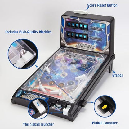 Pinball Game Machine, Electronic Tabletop Space Pinball Toy, Puzzle Pinball Machine for Home Parent-Child, Mini Pinball Game Favor with Light and Sound 16.5x10.6x9.6 in