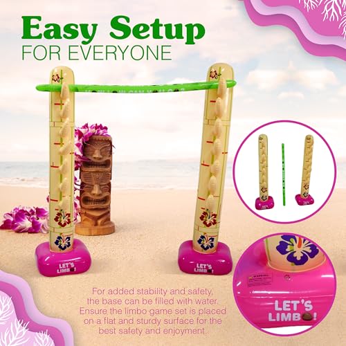 4E's Novelty Summer Inflatable Limbo Game Party Game for Kids Boys Girls Adults Tropical Inflatable Decoration for Indoor Outdoor Bithday Beach Pool Luau Game