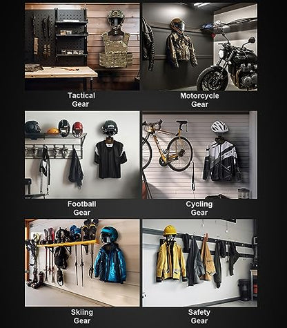 ONETIGRIS Tactical Gear Wall Mount, Motorcycle Helmet Holder Wall Mount Stand, Plate Carrier Rack Jacket Hanger Display Organizer for Police Football Cycling Suit - color: Walnut