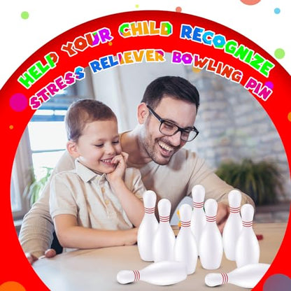 Hsei 24 Pcs PU Bowling Pins Stress Reliever Pin Bowling Set Indoor and Outdoor Game Fun Carnival and Birthday Party for Games Sports Party Favors, 1.77 x 5.2 Inches