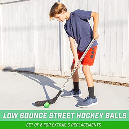 GoSports Street Hockey - Choose Between Goal Set with Sticks, Balls (6 Pack) or Sticks (2 Pack) - style: Street Hockey Balls - 6 Pack