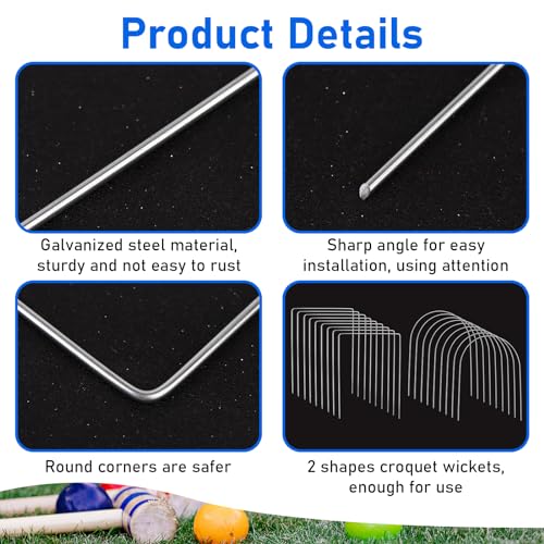 18 Pcs Croquet Wickets Replacement for Croquet 9 x 7.8 Inch Metal Croquet Hoops with Galvanized Rustproof Arch Croquet Wicket Square Wickets Replacement for Lawn Backyard Outdoor Croquet Game