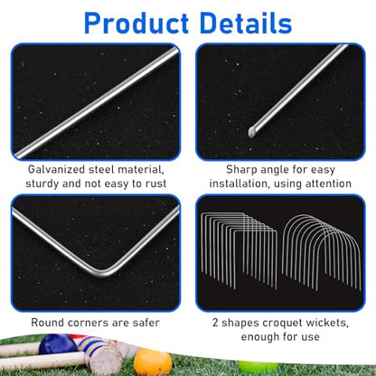 18 Pcs Croquet Wickets Replacement for Croquet 9 x 7.8 Inch Metal Croquet Hoops with Galvanized Rustproof Arch Croquet Wicket Square Wickets Replacement for Lawn Backyard Outdoor Croquet Game