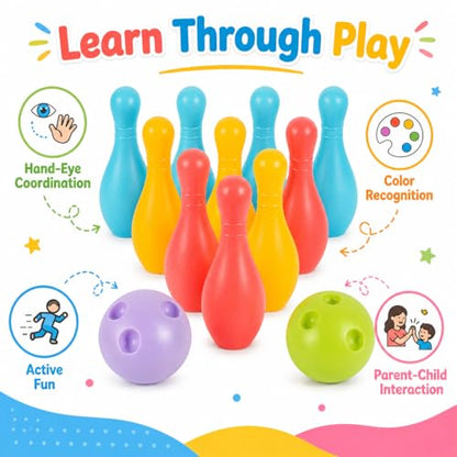VOSAREA 1Set Plastic Bowling for Indoor Outdoor Recreational Bowling Plaything Fun Pin and Ball for Parties