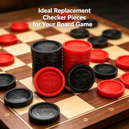 SEETOOOGAMES 24 Pieces 3 Inches Jumbo Replacement Checker Pieces Only-12red,12black