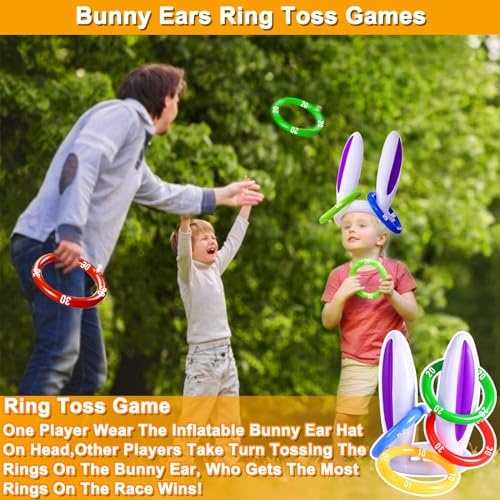 19 Pack Carnival Outdoor Games for Kid Family Party, Potato Sack Race Bags, Egg Spoon Relay Race, 3-Legged Race Bands, Ring Toss Games Fun for Yard Lawn School Field Day Birthday Party Family Events