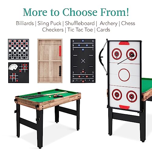 Best Choice Products Combo Game Table Set for Home, Game Room, Friends & Family w/Ping Pong, Foosball, Basketball, Air Hockey, Archery, Chess, Checkers, Shuffleboard, Bowling - color: Natural