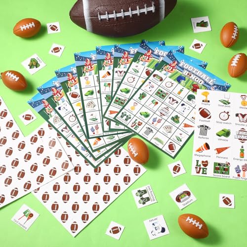 Liliful 35 Pcs Football Bingo Games 24 Players Bingo Cards Sport Theme Party Games for Adults Family Classroom Activities Birthday Party Favors Supplies - style: Football