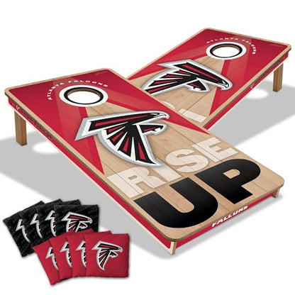 YouTheFan NFL 2' x 4' Slogan Series Professional Wood Cornhole Game with Logo Bags - color: Atlanta Falcons
