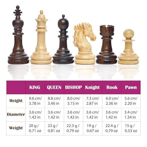 Handicraftviet - High Wooden Weighted Chess Pieces with 3.78'' King, Handmade, Beautiful Collectible Sculpture Wood Chess Pieces only (Chess Set 1)