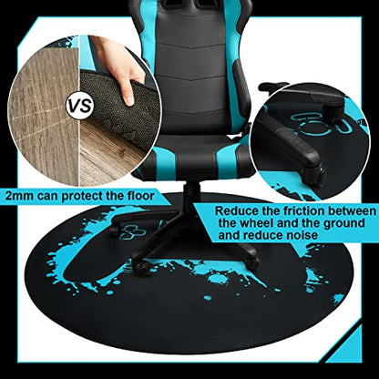 Taiyin Gaming Chair Mat Round Chair Mat for Hardwood Floor Gaming Rugs Antislip Carpet Rug Floor Protector for Room Home Office, 47 Inch