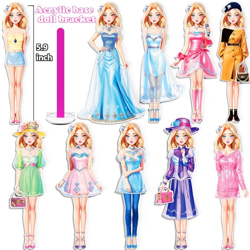 Magnetic Dress Up Paper Doll Playset,Pretend Play Game Travel Toys Car Road Trip Activity,Magnet Clothes Puzzles Kids Toddler Girls,Preschool Learning Created Imagine Birthday Gift - color: A Set