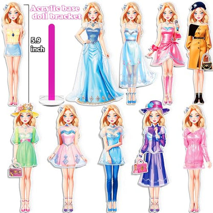 Magnetic Dress Up Paper Doll Playset,Pretend Play Game Travel Toys Car Road Trip Activity,Magnet Clothes Puzzles Kids Toddler Girls,Preschool Learning Created Imagine Birthday Gift - color: A Set