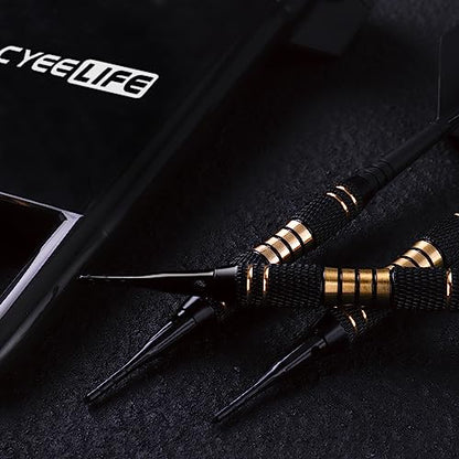 CyeeLife Darts Plastic Tip - Professional Soft Tip Darts Set 18 Grams with Carry case and 30 Extra Dart Tips for Electronic Dart Board (Black)