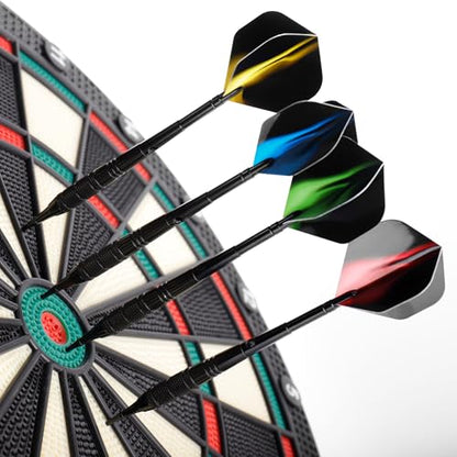 Soft Tip Darts Set 18g, 12 Pack with 100 Tips and 24 Flights | 12 soft tip darts, 18g weight, aluminum shafts, knurled barrels, 100 spare tips, 24 flights, for electronic dartboards