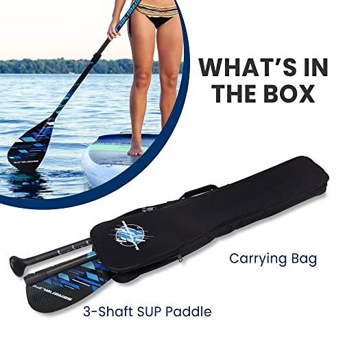 SereneLife Carbon Fiber Paddle Board | 70-86 Inches Adjustable SUP Paddle | 3-Piece Lightweight 60% Carbon Fiber Shaft | Oval Shaft Lever Lock Clamp with Comfortable Grip | Carrying Bag Included