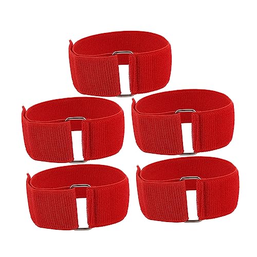 RiToEasysports 3 Legged Race Bands, 5Pcs Relay Race Games Outdoor Party with Adjustable Elastic for Kids Adults Family Team Sports Carnival Field Day (Red) - color: Red